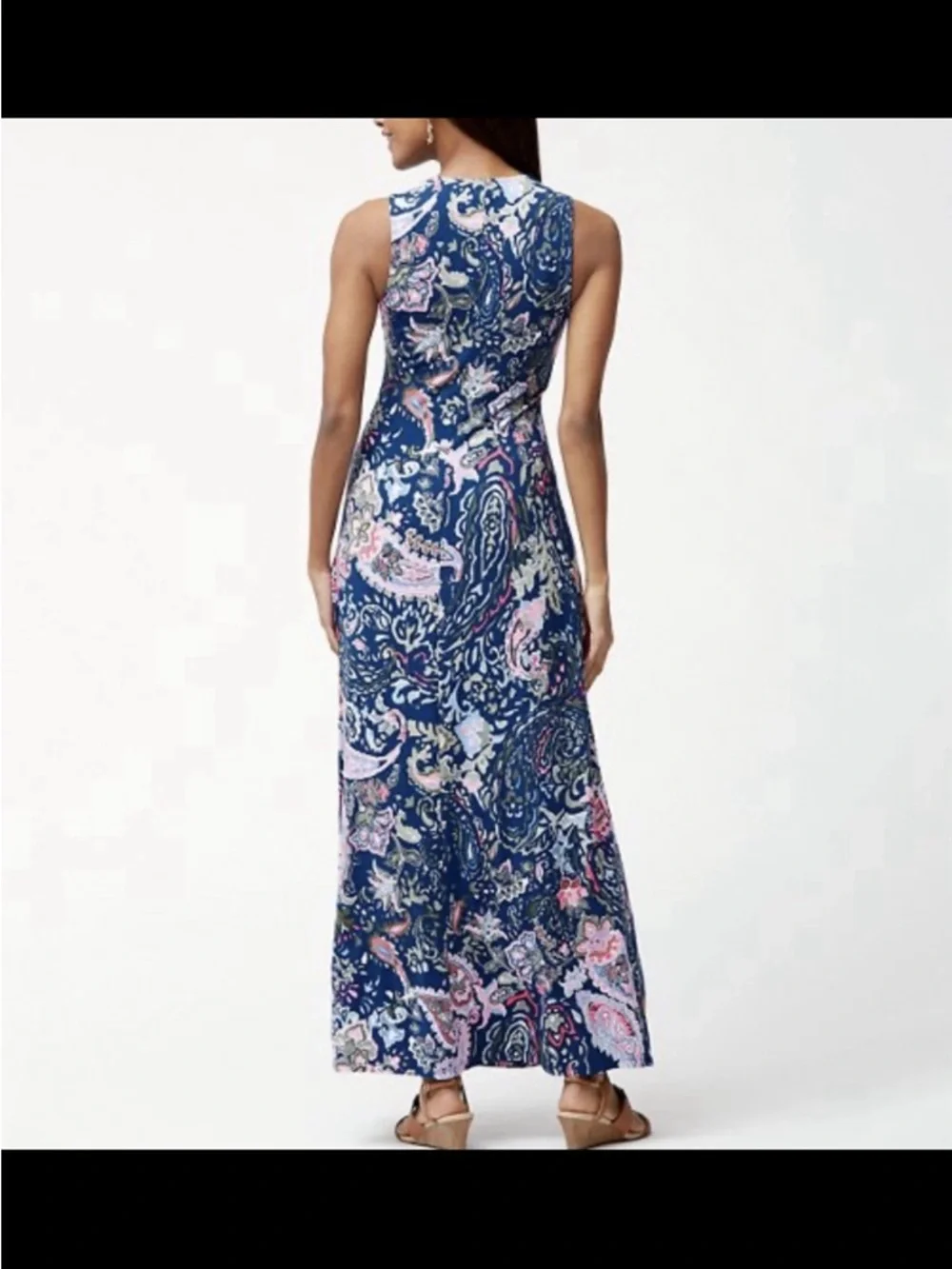 Tommy Bahama Tambour Promenade Paisley Maxi Dress V-Neck Viscose Sz Small Resort - Picture 2 of 7